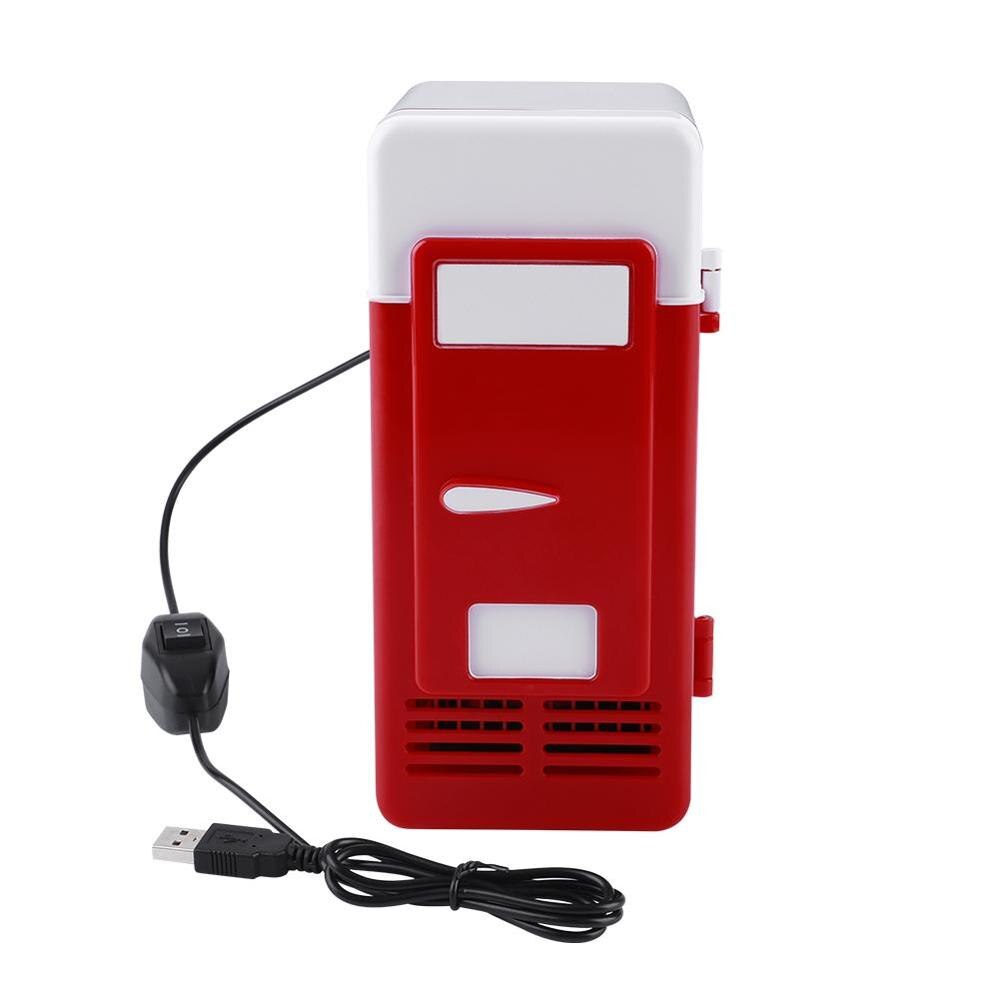 LED Mini USB Koelkast Vriezer Koeler USB Koelkast Dranken Dranken Blikjes Koelkast en Verwarming Koelbox: Rood