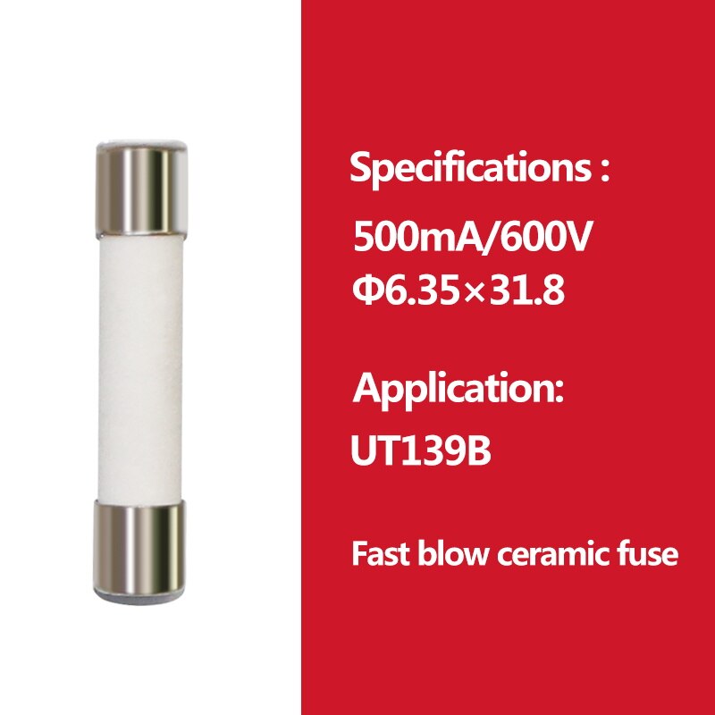 2 stücke UNI-T Patrone Fuse Flink Sicherung Porzellan Rohr Für Uni-t Multimeter UT61 UT139 UT890 UT39 UT105 UT171 Serie: 500mA 600V