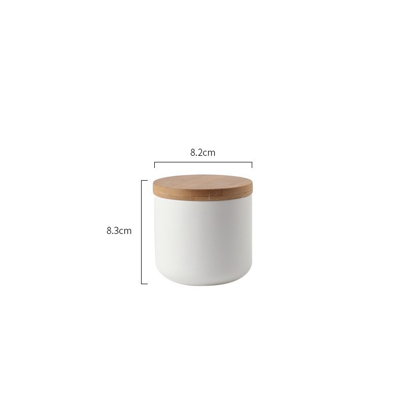 Nordisk stil keramisk lagringsflaskeburk til krydder tre lokk bokser kjøkken kaffe te godteri stokk bokser bokser: Hvit 260ml