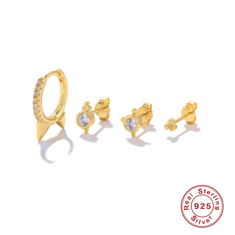 Ohrringe mit türkisfarbenen nieten und blitzmotiven von canner cz für damen, 925 silberne huggies-ohrringe, trend-creolen, schmuck von brincos: 2