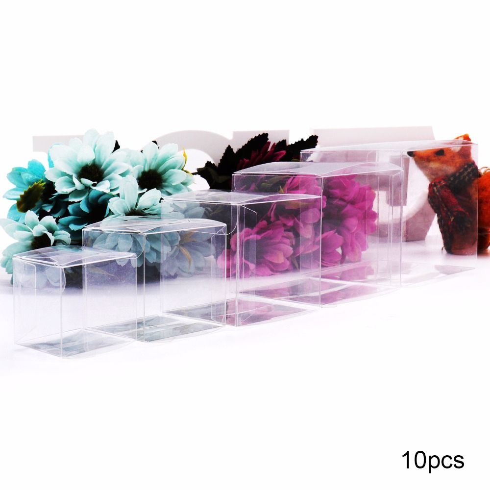 10 stuks transparante plastic snoepdoosjes, vierkante zakjes voor koekjes en chocolade, huwelijksbedankjes, zakjes voor huisdecoratie