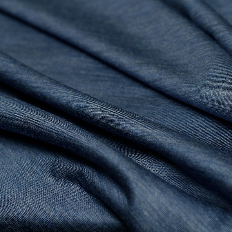 Telas de lana de punto de alto brillo perlsilk azul fino suave, Material de prenda para otoño, camiseta para mujer, tela de costura a medida,