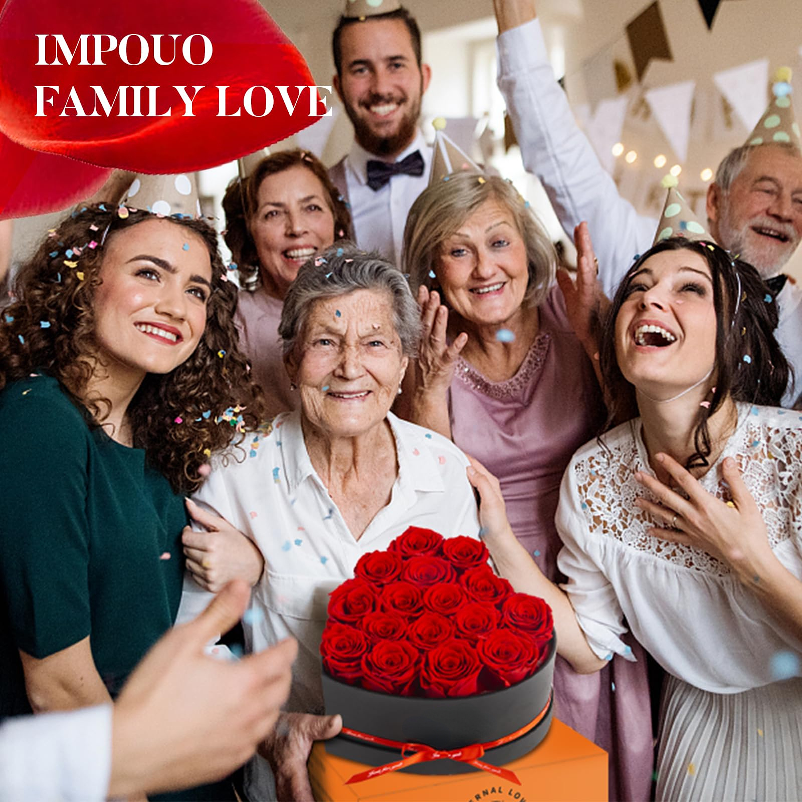 Buquê de rosas artificiais em formato de coração, 24 peças, caixa de presente, 100 idiomas, eu te amo, colar, rosas eternas, presente de dia dos namorados para ela