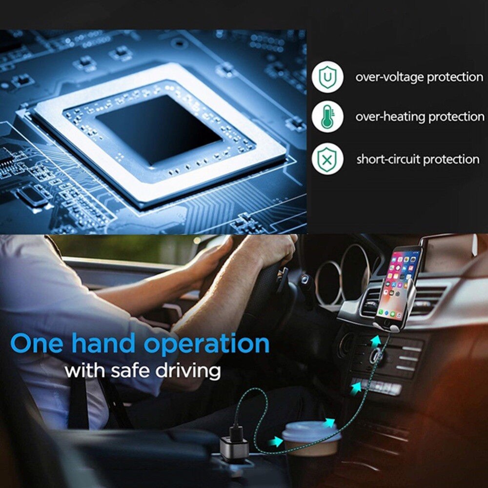 Automatic clamping car wireless charger t 360 degree rotation holder for iphone xr xs max samsung note 9 qi  s9 s8 vent holder