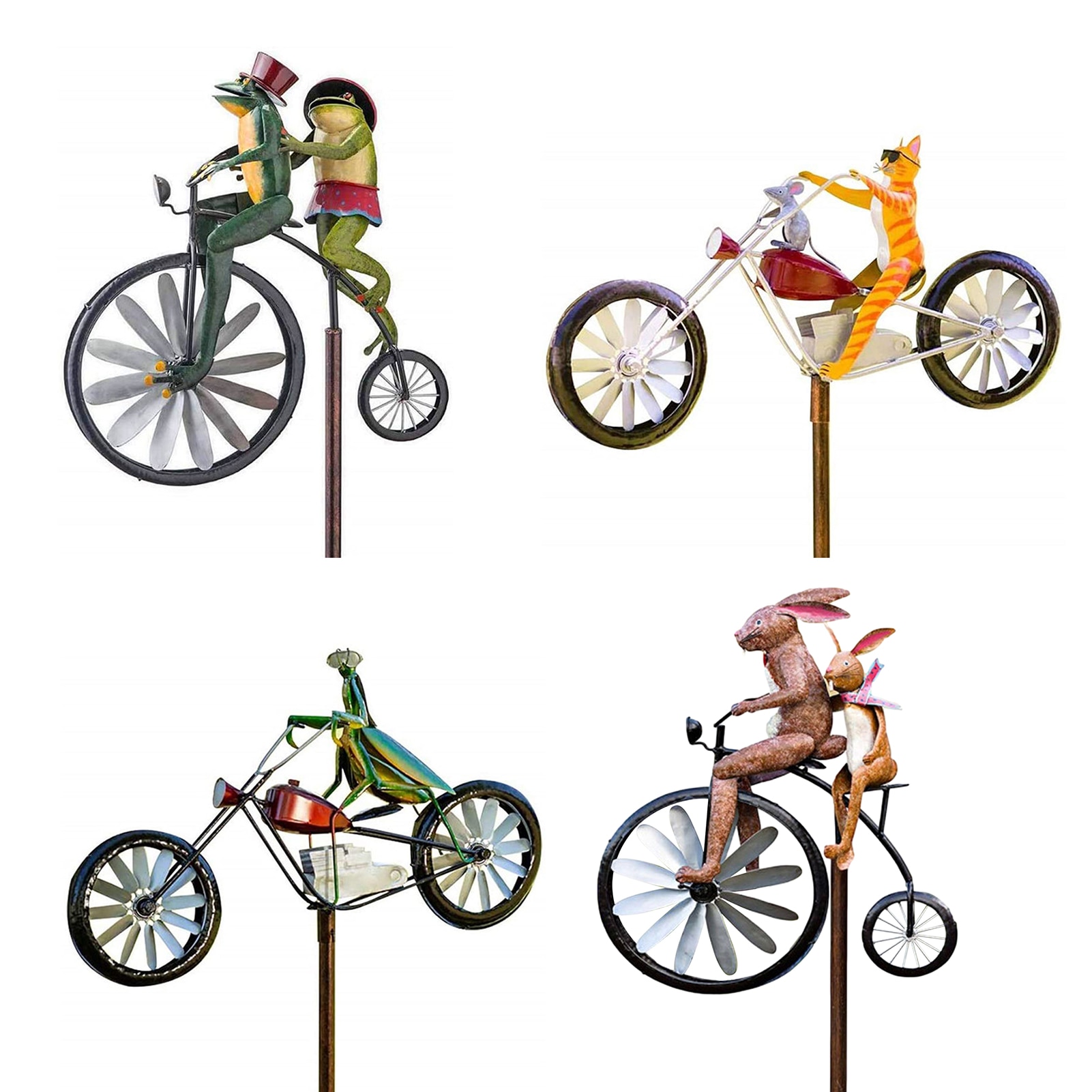 Metalen Wind Spinner Dier Bike Wind Spinner Tuin Decoratie Riding Bike Wind Spinner Tuin Decor Metalen Sculptuur