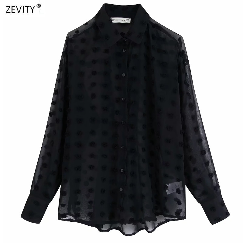 Kvinnor pricksömmar casual chiffong blus skjorta dam långärmad chic blusas perspektiv vit chemise toppar  ls3725
