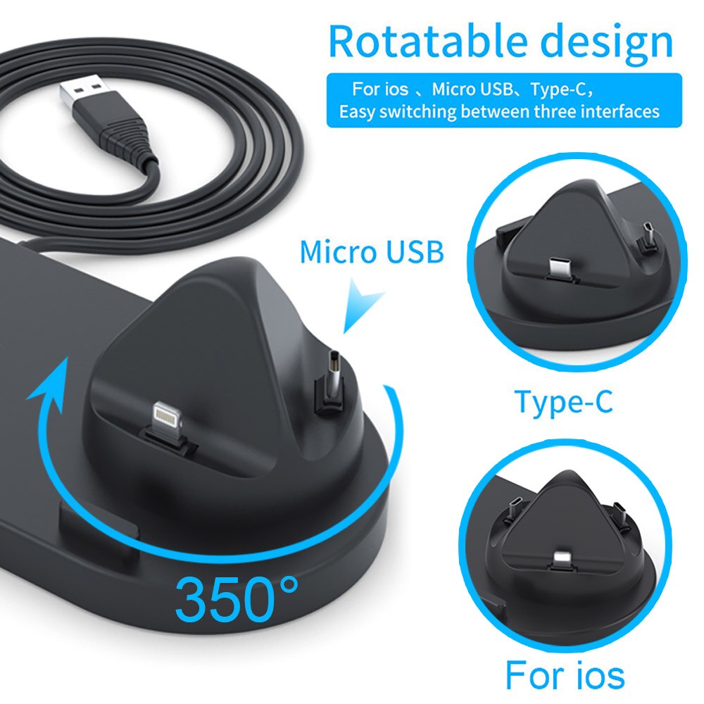 Fdgao estação carregadora sem fio 6 em 1, suporte doca de carregamento rápido qi 10w para apple watch/airpods pro/iphone/samsung/huawei/xiaomi