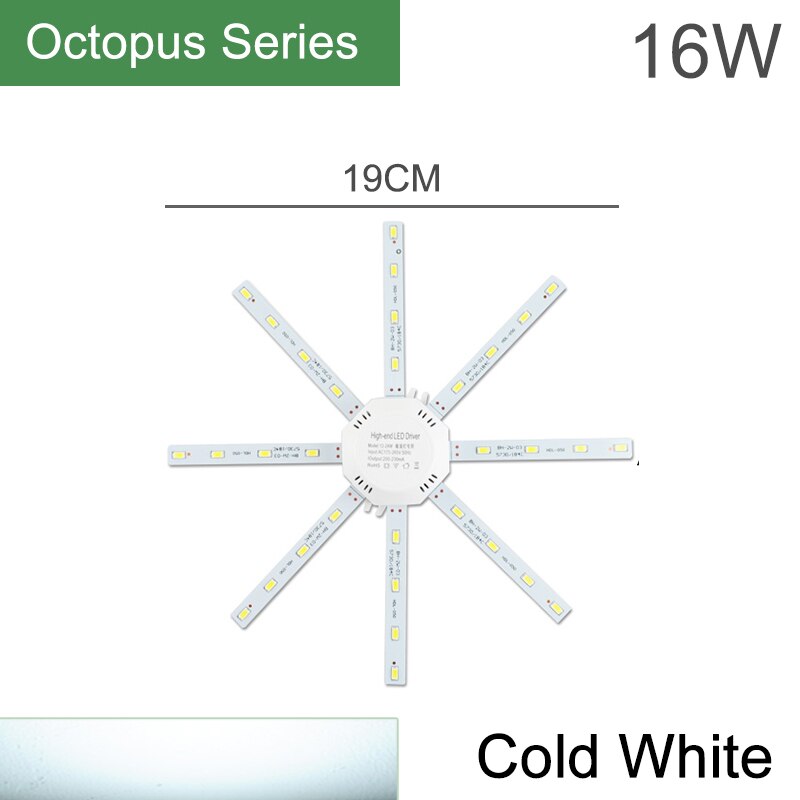 =(k)= led modul mini/bläckfisk/rund panel ljus lampa glödlampa rör 220v 12w 18w 24w inomhus ljuskälla spotlight taklampa: Bläckfisk 16w kall