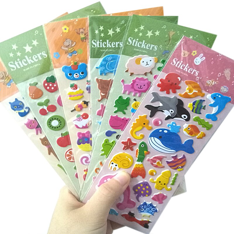 1pcs/ lot Puffy Bubble Fruits Animals series PVC sticker/3D scrapbooking sticker deco packing stickers Whales Cat ZOO Labels