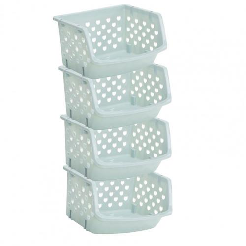 Durable Stackable Single-deck Hollow Fruit Vegetable Storage Box Colanders Strainer Kitchen Organizer Basket Shelf Racks: Blue