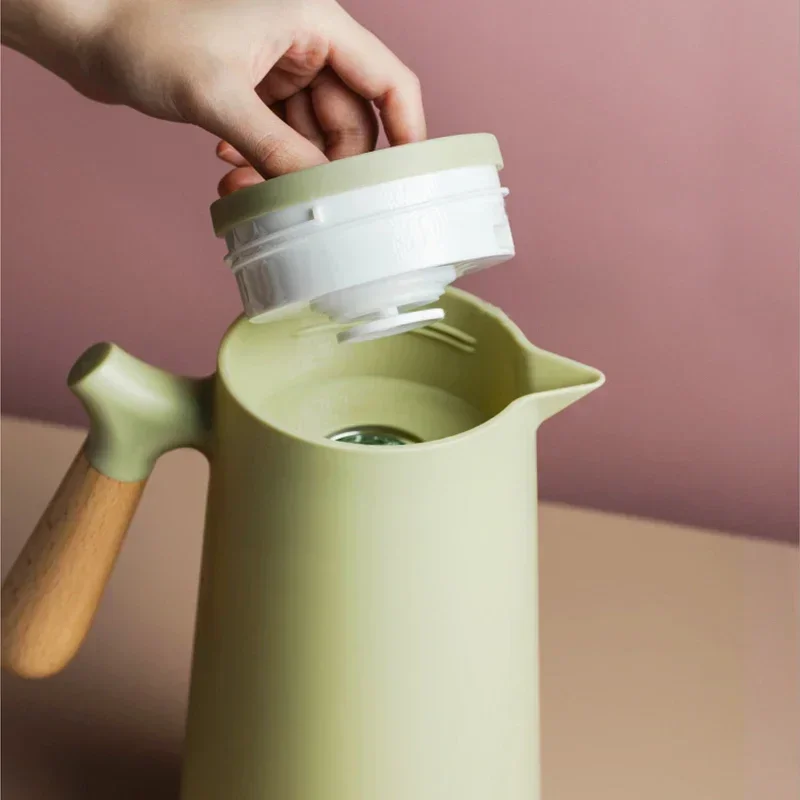 1l Grote Capaciteit Ketel Huishoudelijke Koffiepot Glazen Voering Warm Water Kan Fles Vacuüm Fles Thermos Nordic Thermische Isolatie