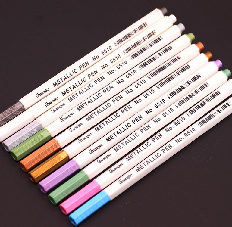 10 stk / pakke tegning maleri tuschpenne 10 farver pen til sort papir kunstforsyninger markør papirvarer underskrift pen