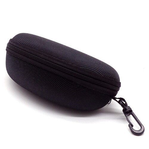 Gafas de sol con cremallera resistente a la presión, Estuche portátil duro, caja de anteojos, funda, bolsa, accesorios de viaje, bolsas de almacenamiento: Negro