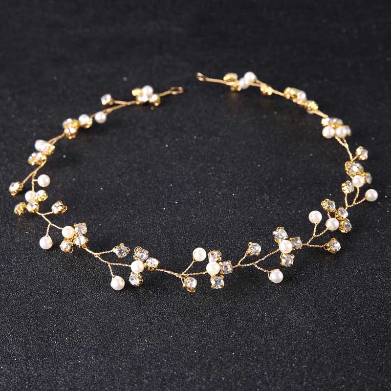 FORSEVEN Oro/Argento di Colore Fasce Dei Capelli Dei Monili di Perle di Cristallo Sposa Foglia Diademi Copricapo Da Sposa Accessori Per Capelli Da Sposa JL: 31866.01