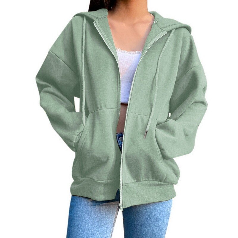 Women Casual Hooded Sweater Cardigan Jacket Casual Mid-length Outdoor Sports Jogging Fitness Training Hoodie Sweatshirt: M / A1