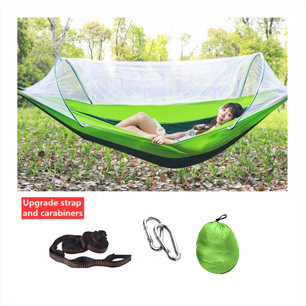Amaca da campeggio con zanzariera pop-su luce amache per paracadute tutto'aperto portatili altalena amaca per dormire roba da campeggio: verde upgrade