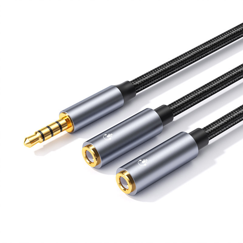 3.5mm- jack ljudkabel par dator mobiltelefon 1 to 2 ljudkabel högtalare hörlursdelare 4- sektion polport kontaktkabel