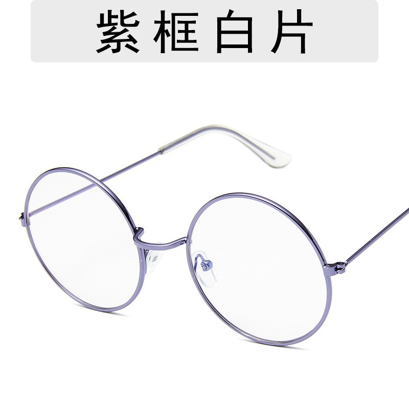 Retro runde solbriller kvinner merke farget linse solbriller kvinner legering speil kvinnelige oculos de sol hippie chic stil: Lilla og klar