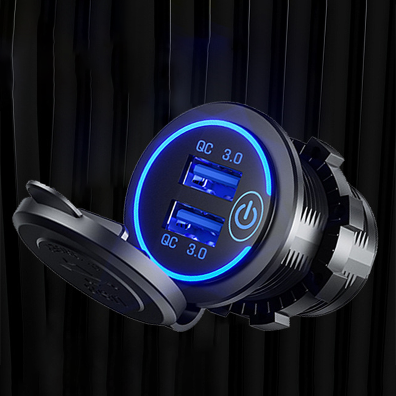 DC 12V-24V Dual USB Car Cigarette Lighter Socket Black Auto Charger Touch Power Adapter Replacement Cars Electronics Parts