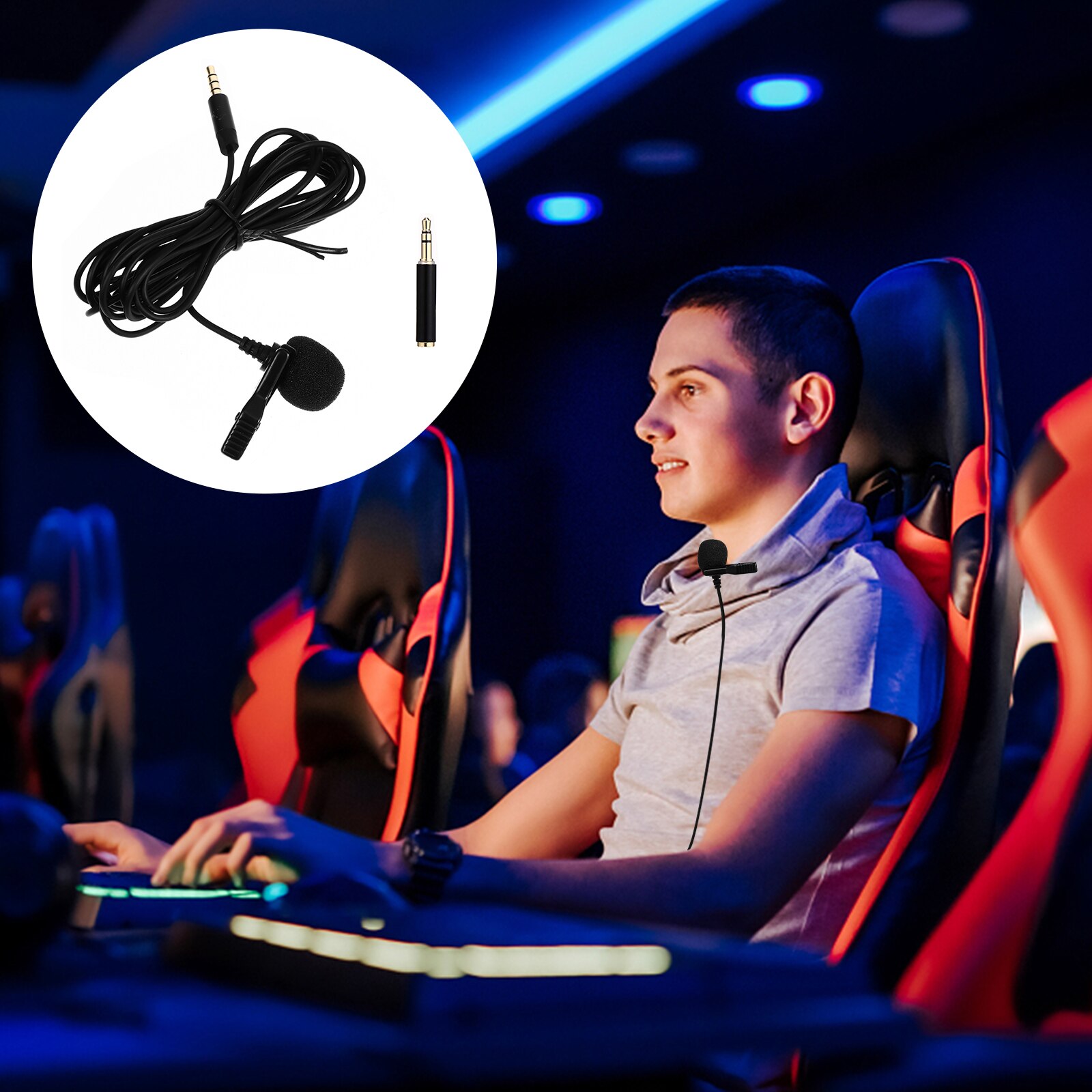 1 Set Podcast Microphone Omnidirectional Condenser Microphone 3m