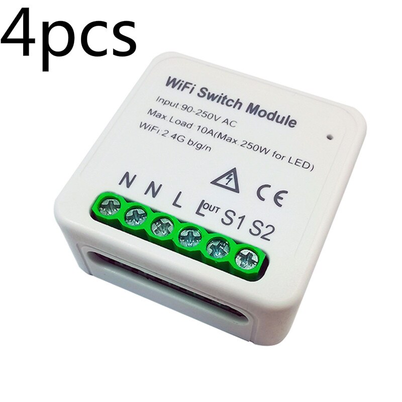 1/5 Pcs Smart Home Wifi Switch Relay Breaker Module Automation Smart Lighting Work With Tuya/Smart Life Google Home Alexa App: 4pcs