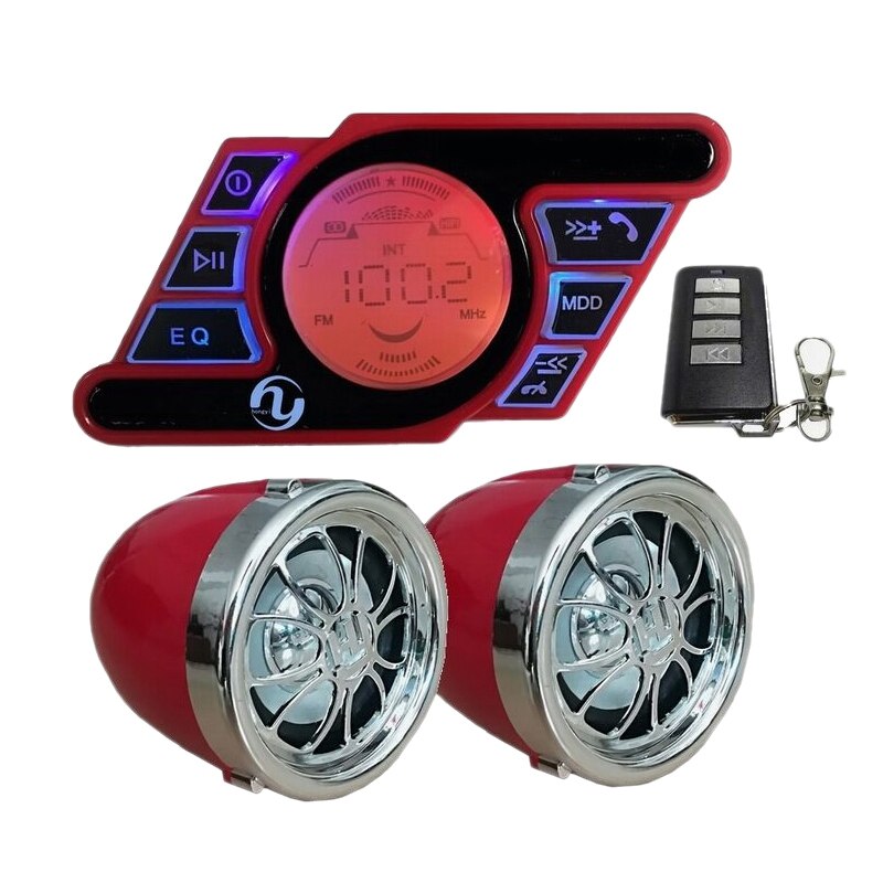 Motorcycle o Hands-Free Bluetooth Stereo Speaker Fm Radio Waterproof Mp3 Player: Default Title