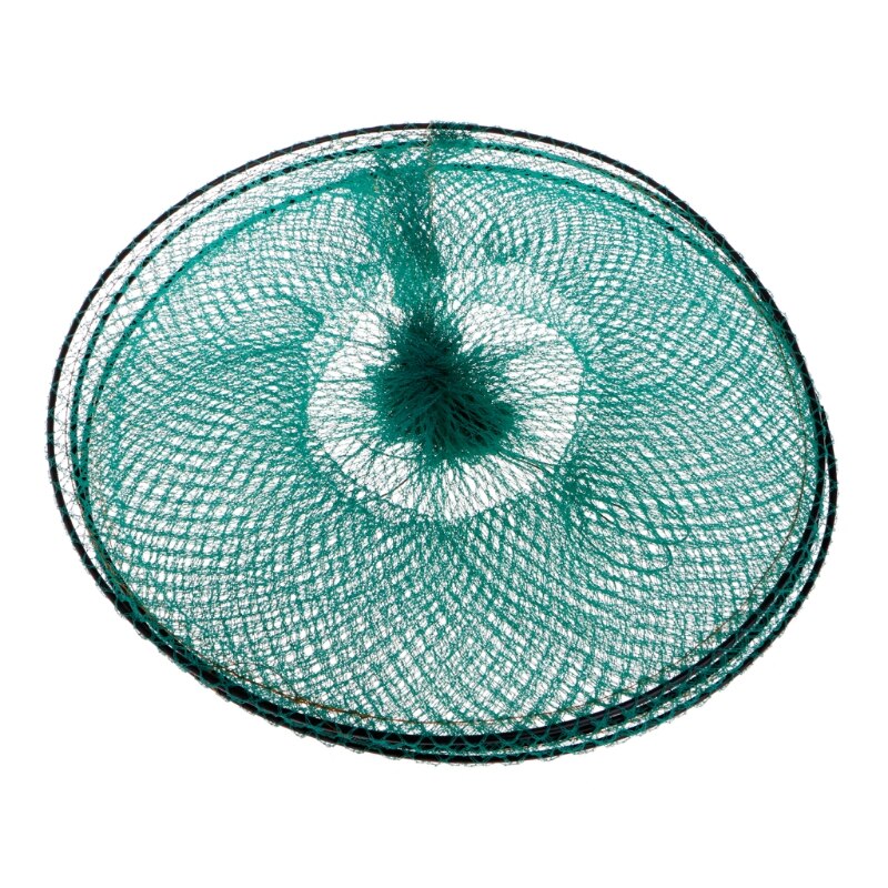 Folding Round Metal Frame Nylon Mesh Crab Crawdad Shrimp Minnow Bait Trap Cast Fish Net Fishing Landing Tackle accessory tool