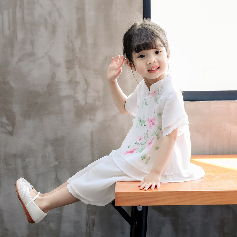 Kind Zomer Tang Pak Meisjes Chinese Nationale Kostuum Oude Chinese Gewaad Hanfu Kostuum Show Dance Kostuums Stadium Slijtage DQS1940