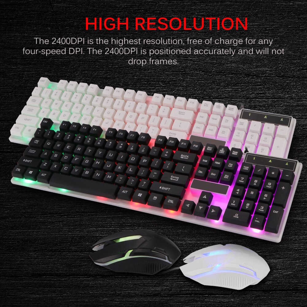 Gaming Keyboard Gamer Keyboard With LED Backlight 2400DPI Wired Sensitive Ergonomic Keyboard Mouse Set For Gamer PC Laptop