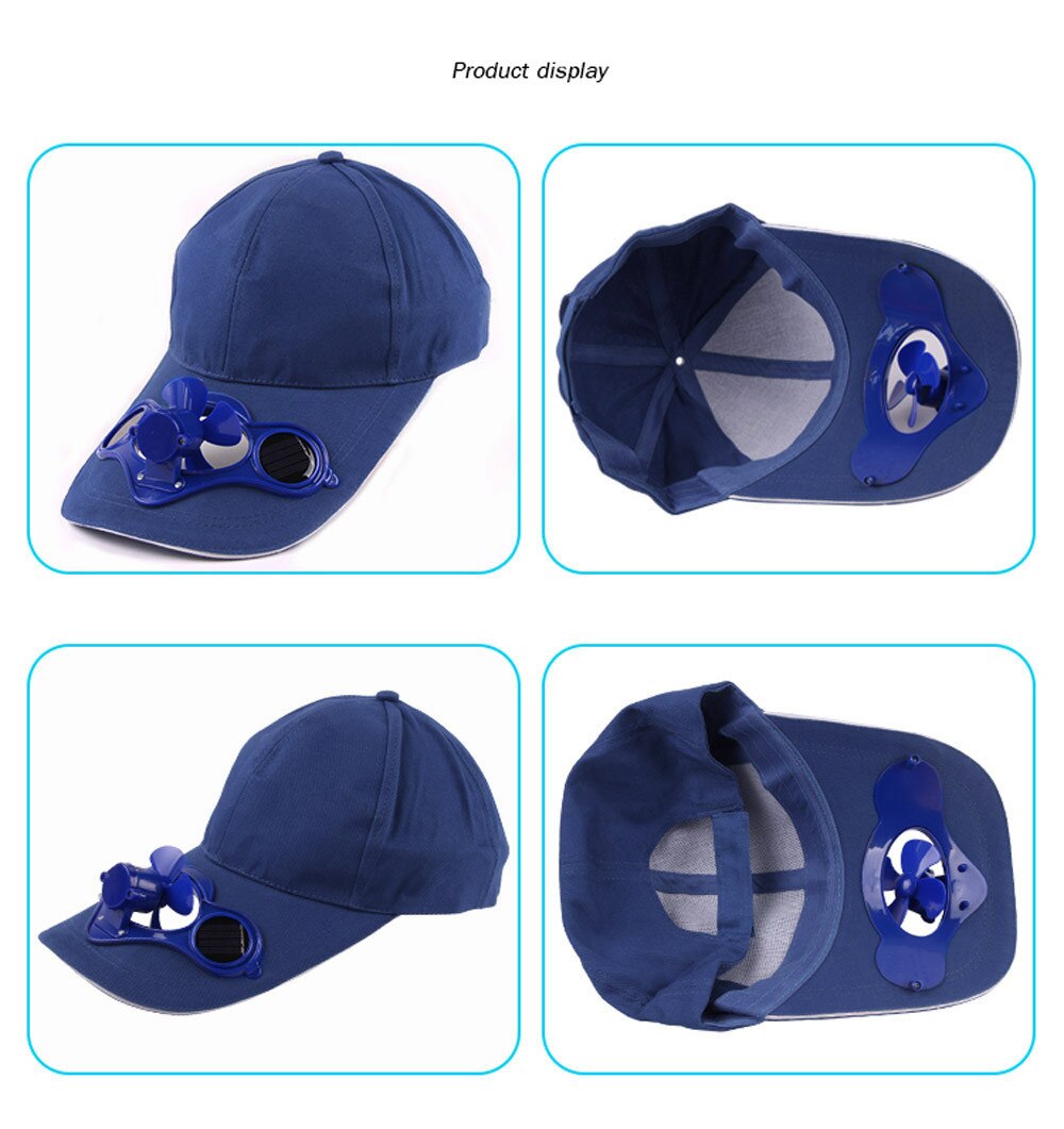 Sommarfläkt cool solhatt keps soldriven andningsbar skugga solskyddshatt hållbar utomhuscamping sommar #yj