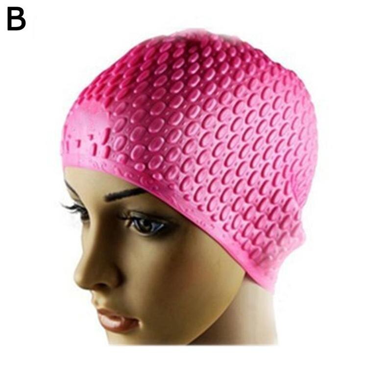 Swimming Caps Men and Women Waterproof Large Ear Plug hats Protect Swim Swimming Supplies Silicone Cap Swimming X9L3: B