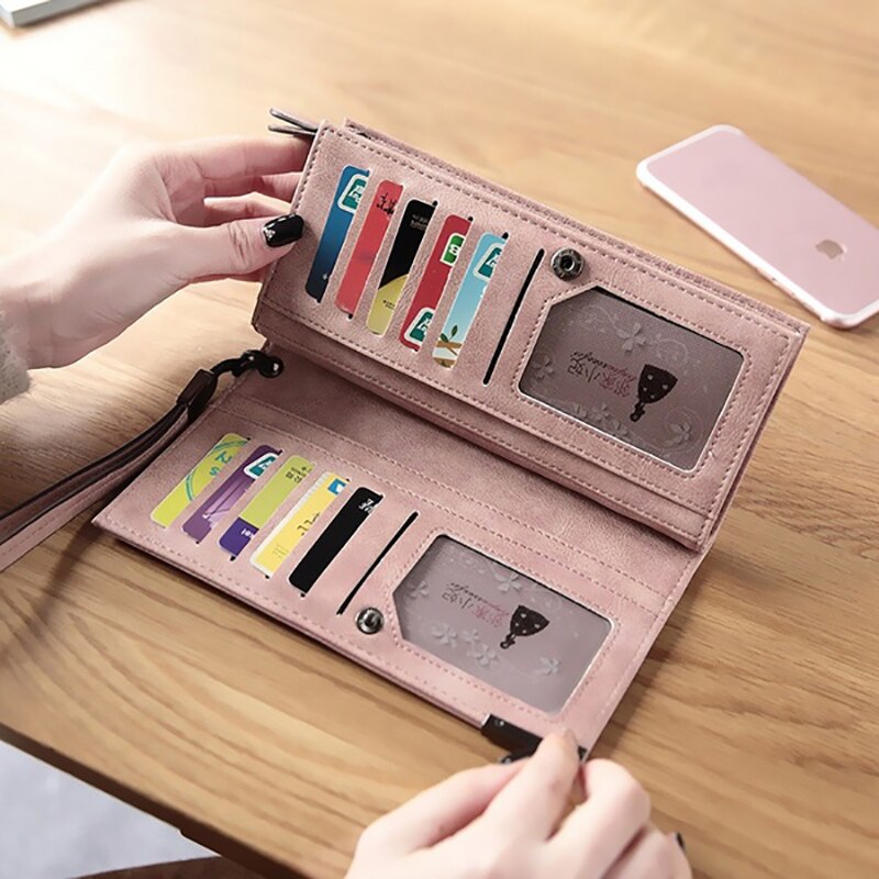 Verkoop merk portemonnee dames scrub leren dames handtassen dames clutch portemonnee lange dames portemonnee carteira feminina