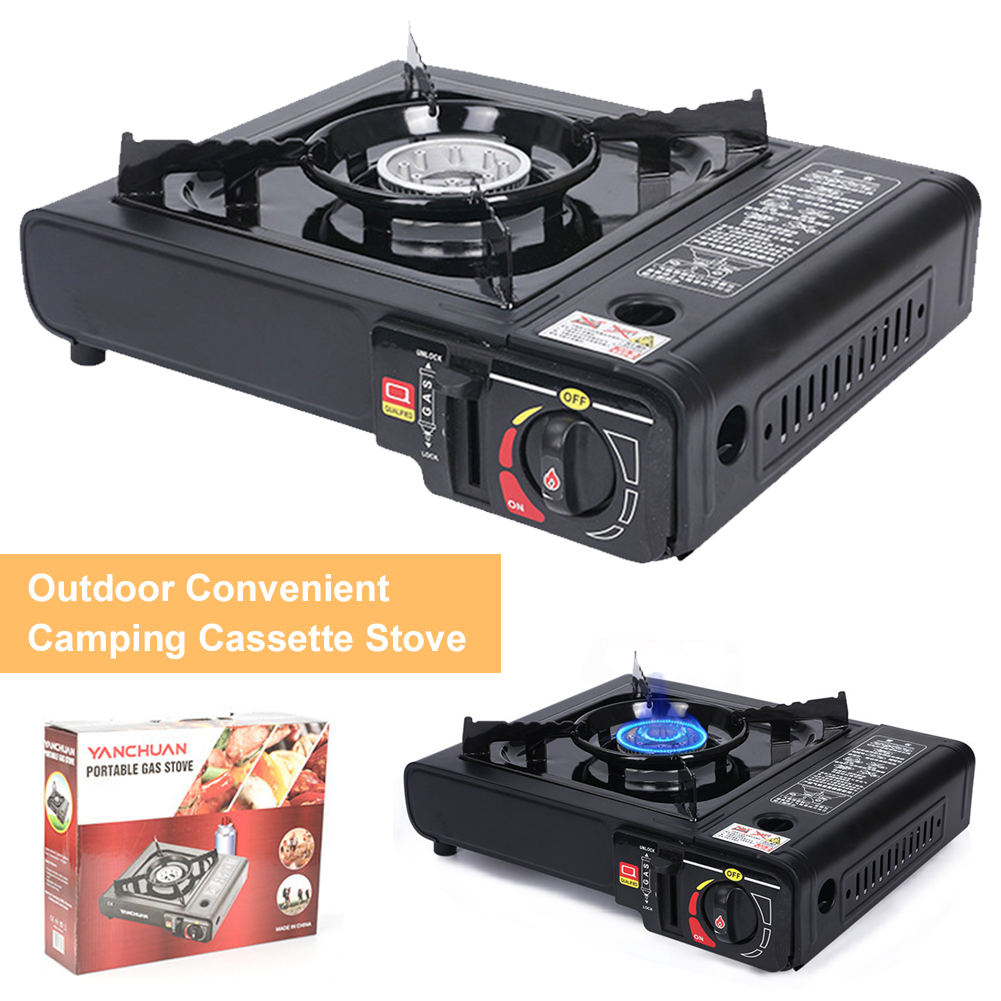 Portable Camping Gas Cooker Single-Burner Butane Stove Adjustable Cassette Stove Windproof Furnace Hiking Cooking Accessories