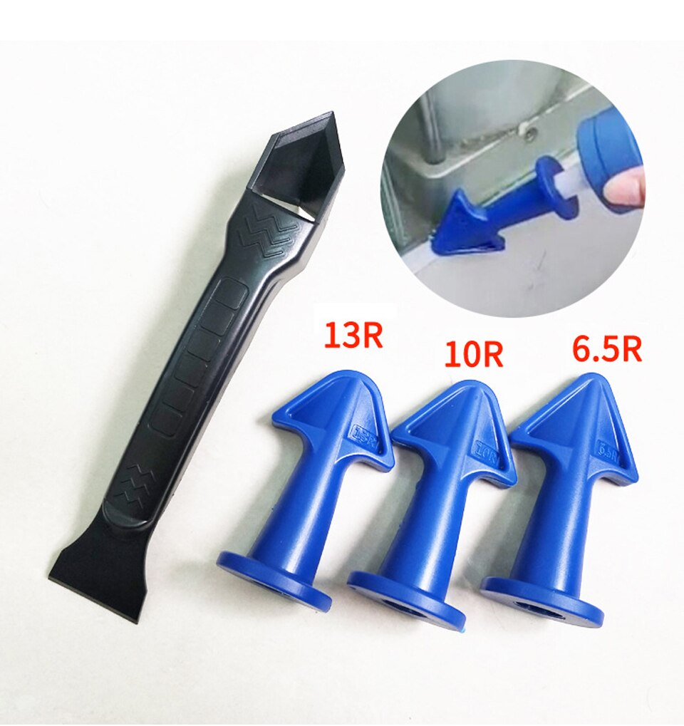 Caulk Finishing Tool Kit Glue Nozzle Scraper Caulking Grouting Sealant Finishing Clean Remover Tool 3pcs Caulk Nozzle & Scraper: Blue