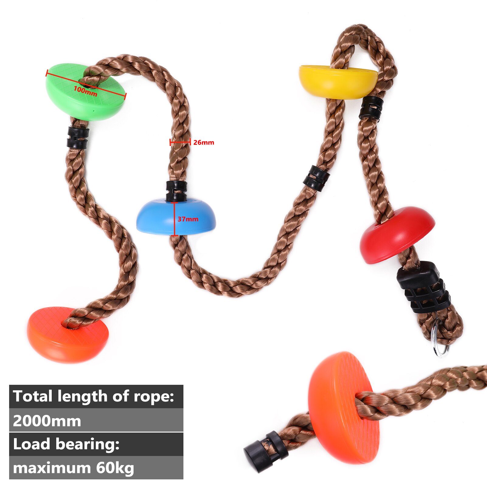 Color Disc Climbing Rope Outdoor Sports Swing Rope Kids Exercise Climbing Rope indoor Entertainment Equipment Hangings Swing Set