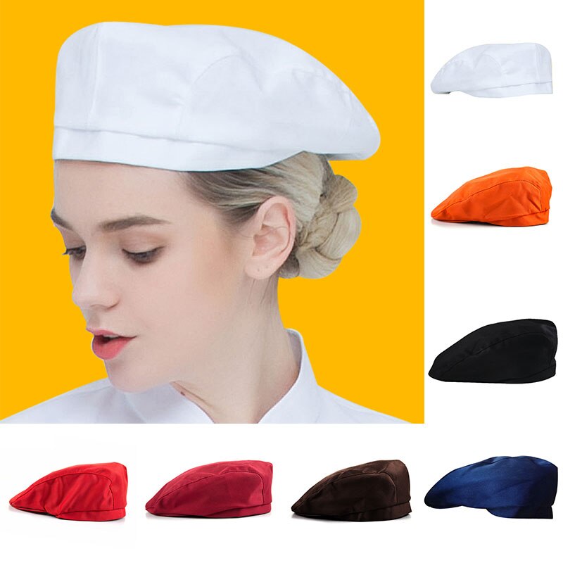 Hotel Head Wrap Pirate Hat Forward Hat Visors Chef Beret Chef Hat Cap Work Hats Solid Color Red White black Berets Cap