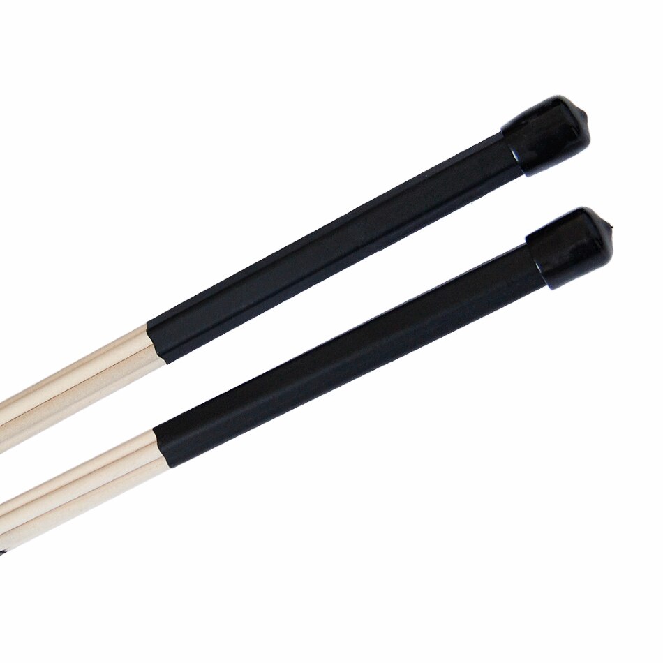 Paar Jazz Drum Brushes Zwart Rubberen Handvat Met Witte Nylon Drum Borstel