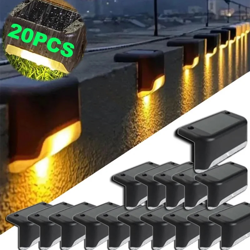 Blanc LED solaire étape lampe chemin escalier extérieur jardin lumières étanche balcon lumière décoration pour Patio escalier clôture lumière
