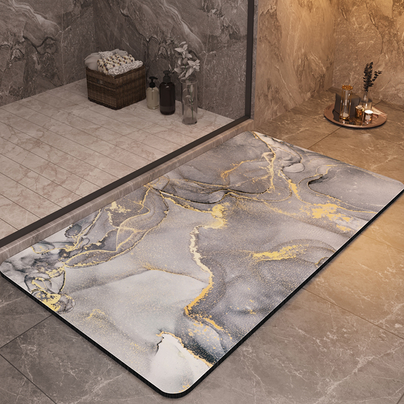 Alfombras de baño de lujo antideslizantes, alfombra de baño para ducha, súper absorbente, de secado rápido, alfombra para el suelo del pie, felpudo lavable: Negro / 400 mm x 800 mm