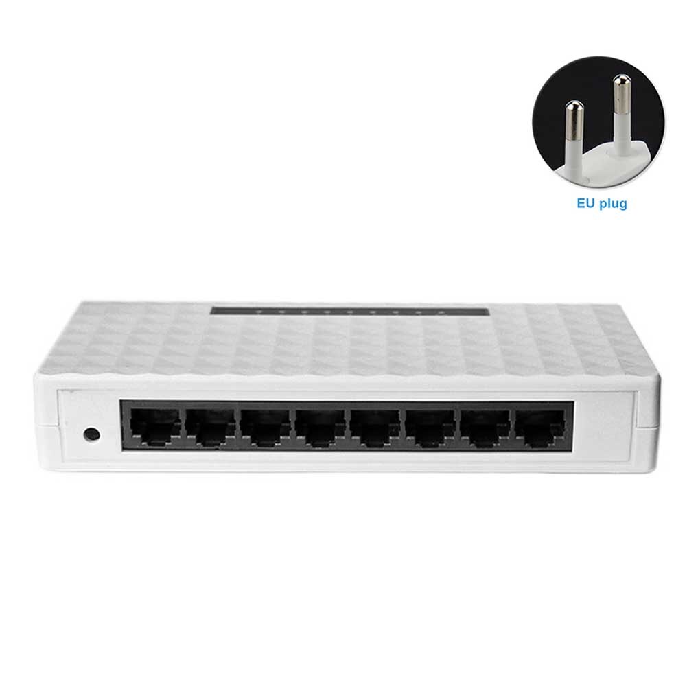 Hub Network Gigabit LAN 1000 Mbps Unmanaged Self Adaptive Desktop Home Full Duplex 8 Port RJ45 Sturdy Splitter Ethernet Switch: White EU