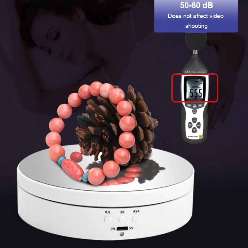 3 Speeds Swivel Plates Electric Rotating Display Stand Mirror 360° Turntable Show Holder Battery for Photography Video Shooting