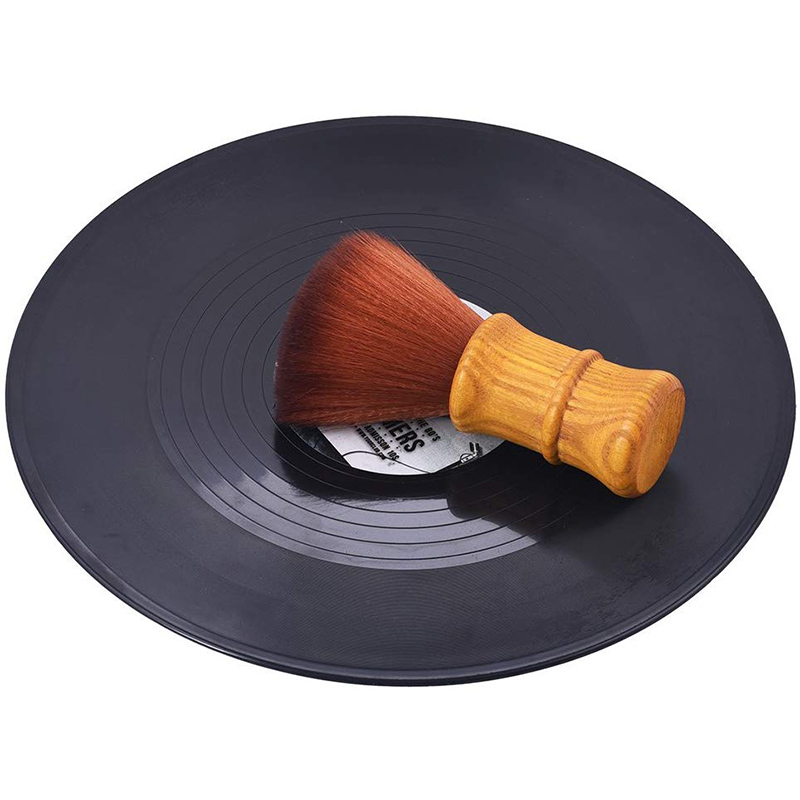 Record Player Brush - Anti-Static Cleaner for LP Vinyl - Wood Handle - USB Output