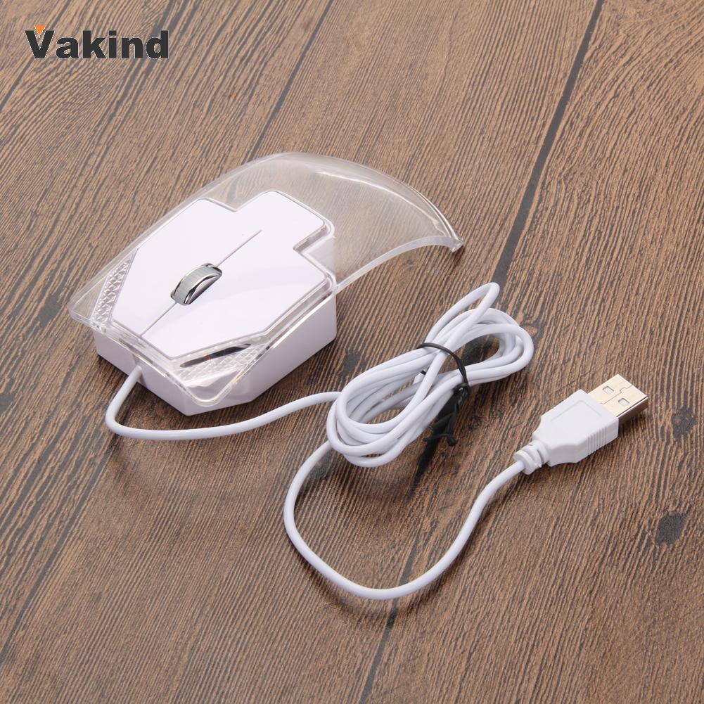 Clear Computer Mouse 1000DPI Optical LED Blue Light Transparent Wired USB Mouse Mice for PC Laptop Desktop