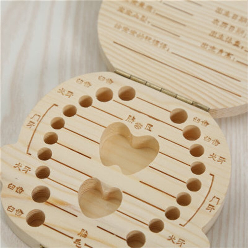 Russisch/Frans Kids Houten Tand Doos Babies Tand Organizer voor Kid Bladverliezende Opbergdoos Creatieve Kind Melk tanden Doos