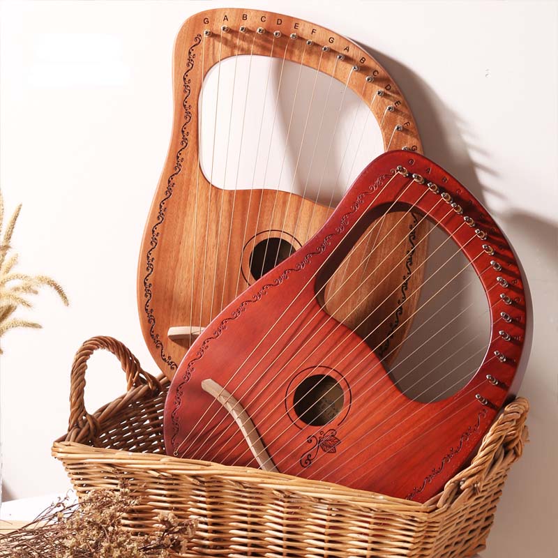 Lira harpa 10/16 cordas gravadas à mão por madeira de mogno alta qualidade + tuning chave instrumentos musicais