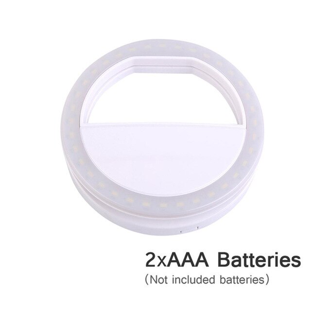 Mobile phone luminous self timer LED flash smart phone portable round lamp self timer: White