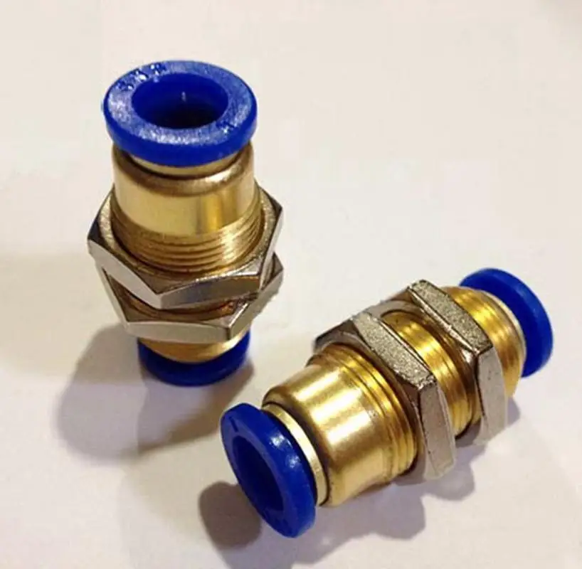 Fit Tube O/D 4/6/8/10/12mm Pneumatic Bulkhead Push In Connector Quick Release Air Fitting