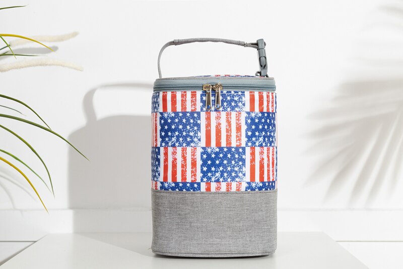 Heopono pronto para enviar qualidade bpa livre de alimentos cofre bonito pequena caixa de alimentos de refrigeração térmica saco térmico isolado para garrafa de bebê: Strips Pattern