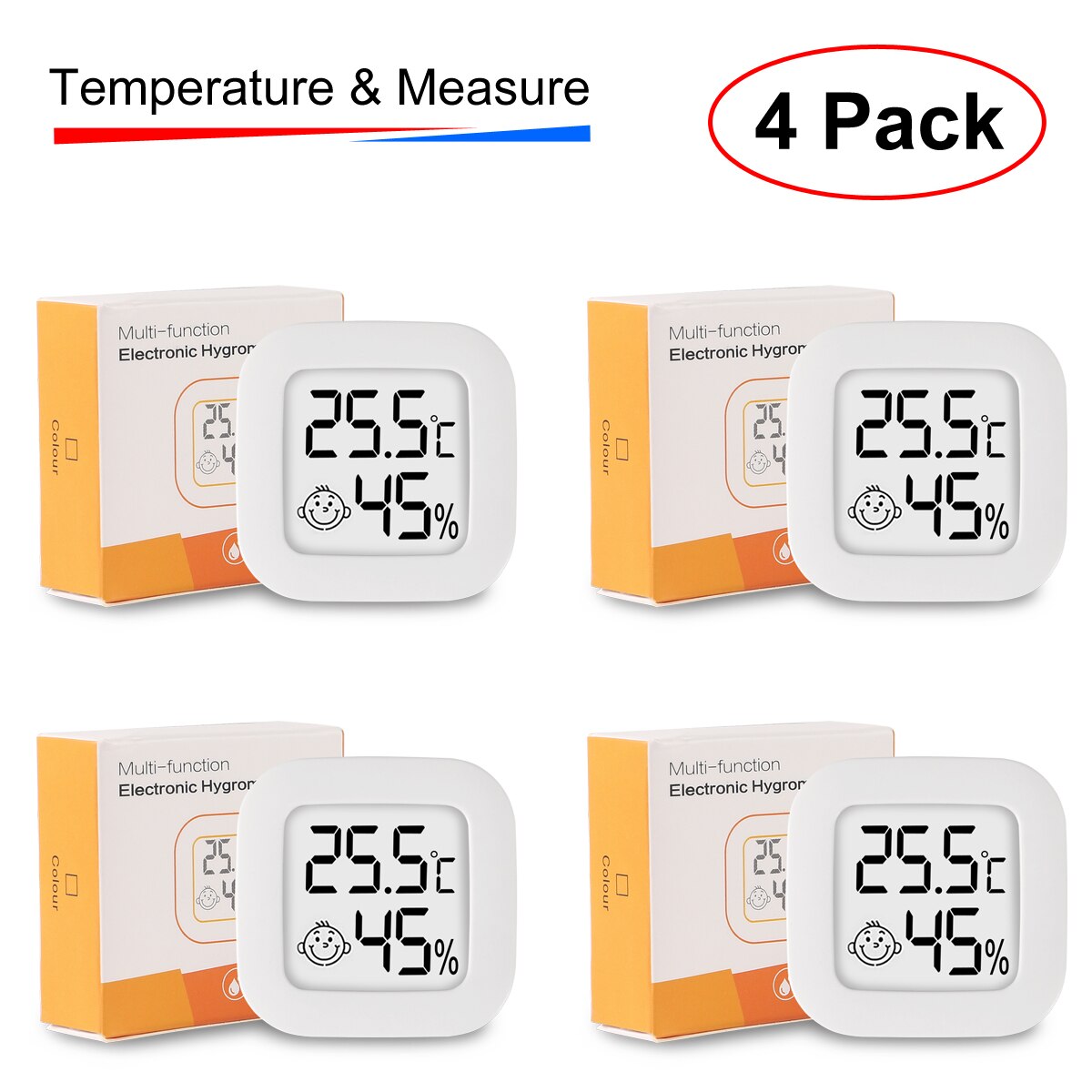 4 Stuks Digitale Thermometer Hygrometer Indoor Mini Temperatuur Lcd Elektronische Monitor Hygrometer Buitenkamer Baby