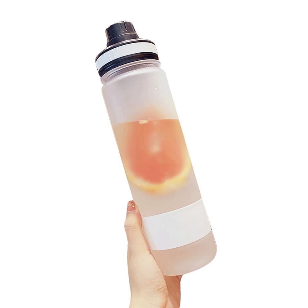 700/900Ml Draagbare Outdoor Sport Reizen Matte Water Fles Met Telefoon Houder Lekvrij Drinken Waterkoker Wandelen: Transparent900ml